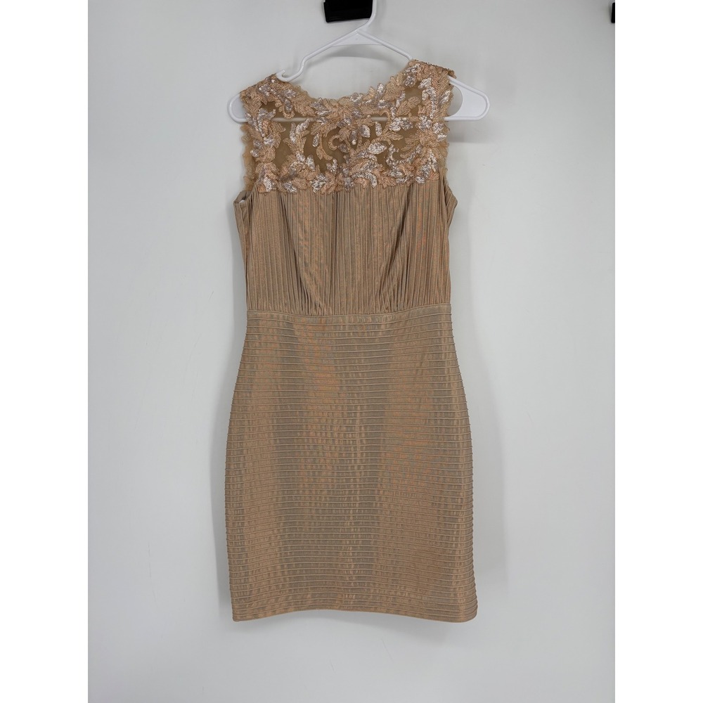 Tadashi Shoji Dress Womens S Rose Gold Sequin Lace Sheath Cocktail Party Wedding
